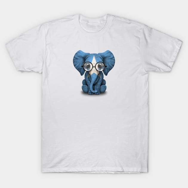 Baby Elephant with Glasses and Somali Flag T-Shirt by jeffbartels